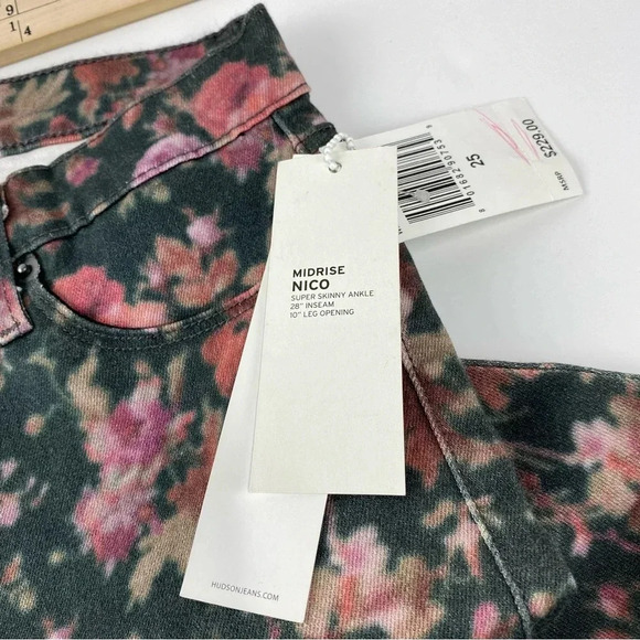 Hudson Womens 25 Midrise Nico Super Skinny Ankle Floral Jeans NWT MSRP $229 - Picture 6 of 9